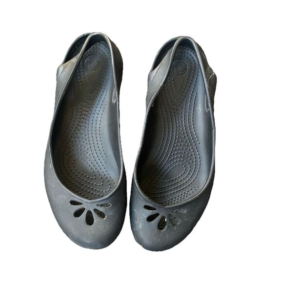 Crocs Womens Kadee Flat Ballet Slip On Comfort Size 9 Shoes Sandals Black - Picture 1 of 9